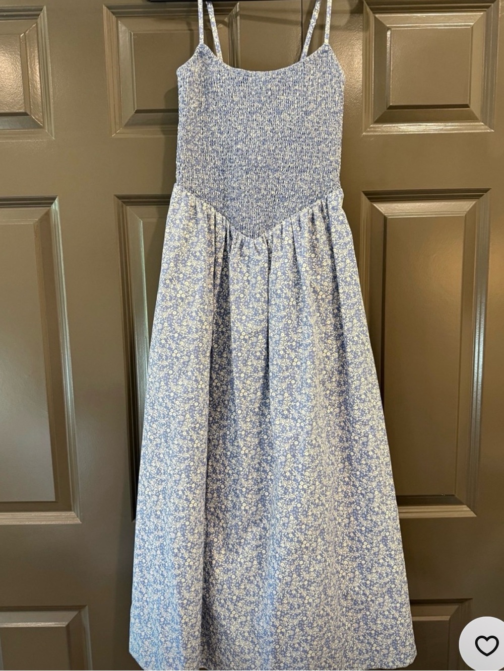 Abercrombie & Fitch Light Blue Floral Smocked Midi Dress
